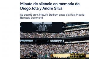 皇家vs多特赛前为若塔及其兄弟默哀一分钟，两队均佩戴黑色袖标